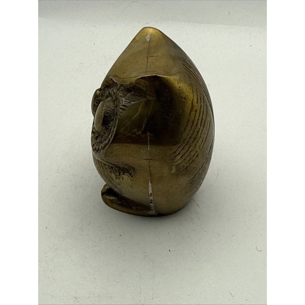 Solid Brass Owl Figurine Collectible MCM Vintage Decor‎ Paperweight Retro